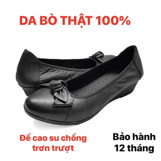 Giày nữ đế xuồng 3cm da bò thật siêu mềm vnxk 3p03