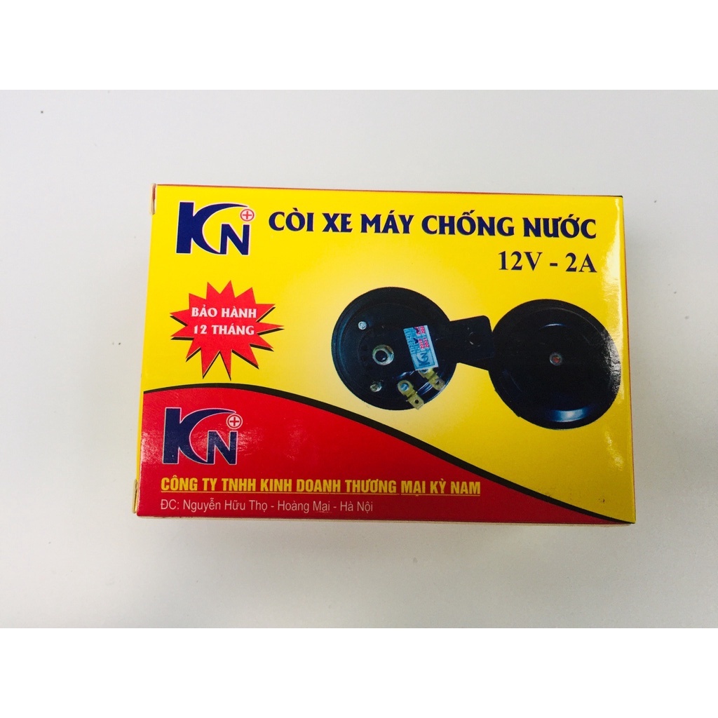 Còi chống nước 12V xe máy xe điện 2A 110dB chính hãng