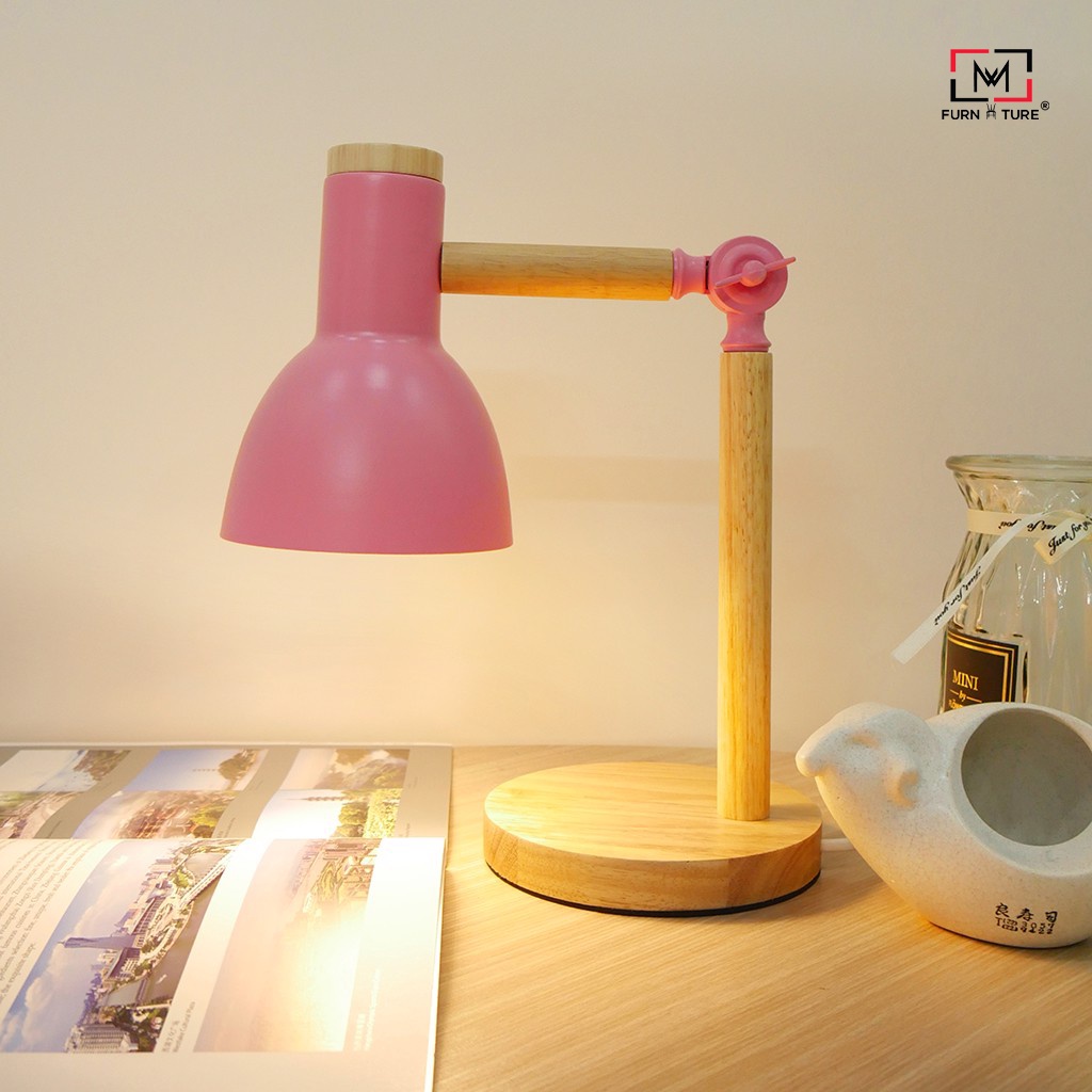 Đèn bàn gỗ macaron nhiều màu trang trí bàn học bắc âu thương hiệu MW FURNITURE