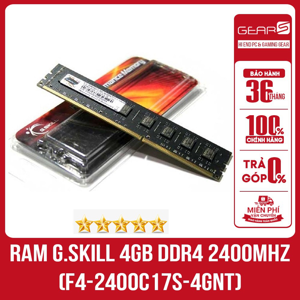 [Mã ELMSHX hoàn 8% xu đơn 500K] Ram G.Skill 4GB DDR4 2400MHz (F4-2400C17S-4GNT)-Bảo hành 36 T