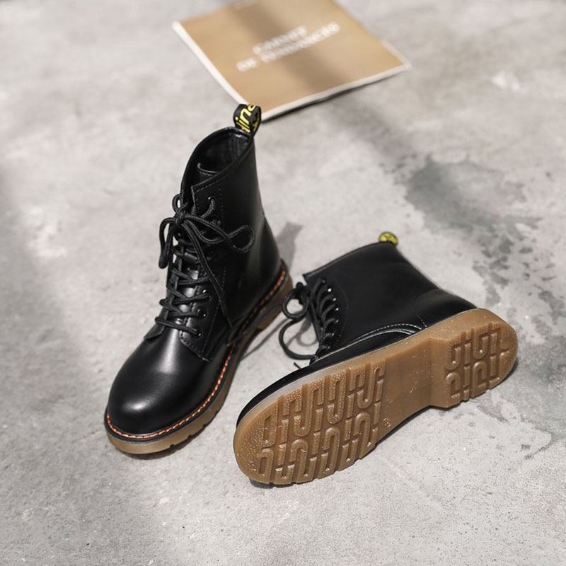 Giày bốt martin IELGY đế bằng thắt dây phong cách Anh quốc thời trang cá tính cho nữ