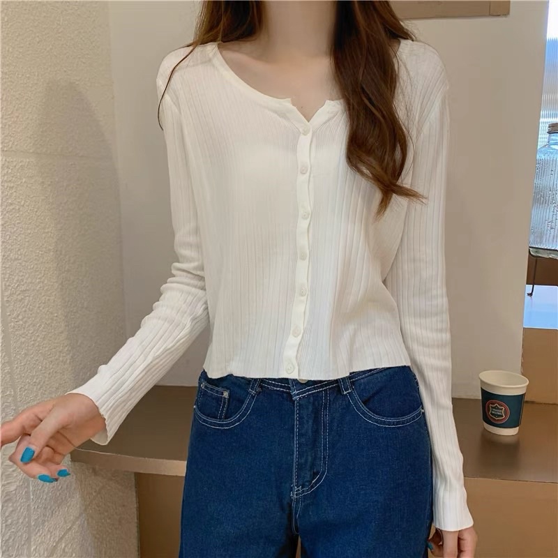 Cadigan cổ V cúc vuông siêu xinh