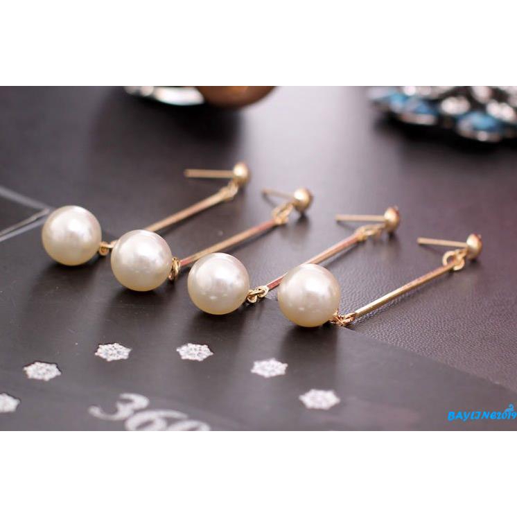 Khuyên tai dài đính hạt ngọc trai nhân tạo thời trang