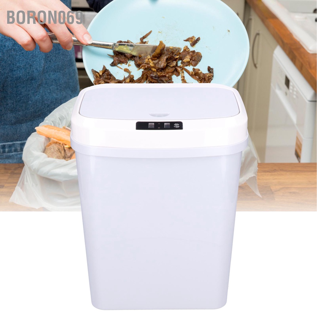 Boron069 Thùng rác cảm biến tự động 15L có nắp đậy cho phòng ngủ nhà bếp Phòng tập thể