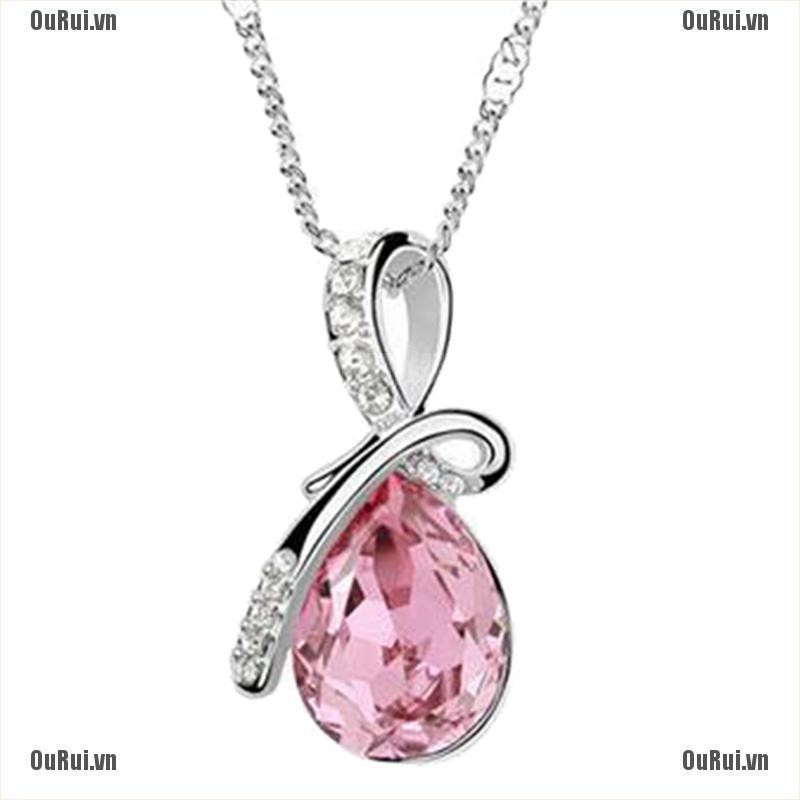 Mặt Dây Chuyền Hình Giọt Nước Đính Đá Zircon Xanh Dương