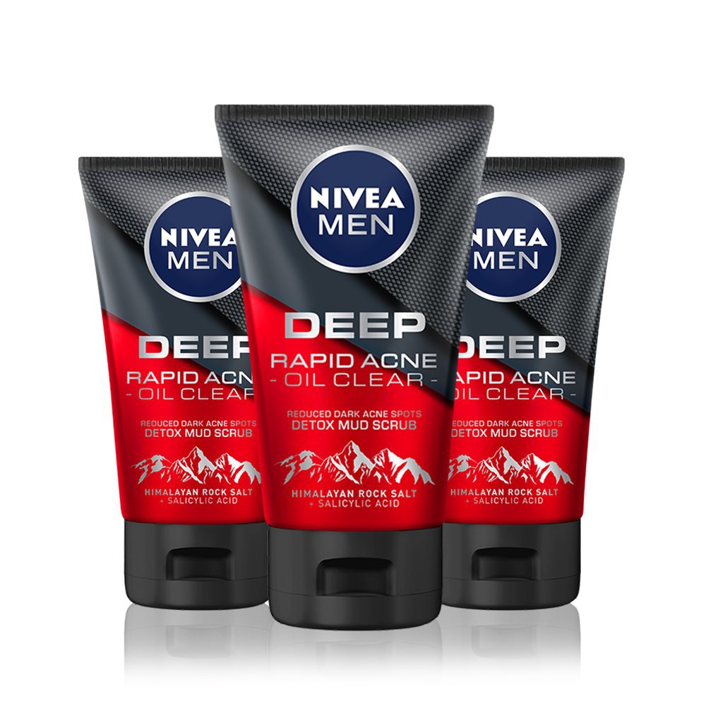 Sữa rửa mặt làm sạch NIVEA MEN Deep Rapid Acne Oil Clear 100g - Đức Chính Hãng