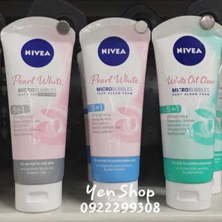 [ Mẫu Mới 2020] Sữa Rửa Mặt NIVEA GIÚP TRẮNG DA-SẠCH NHỜN 100g