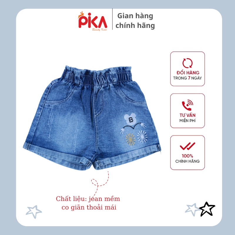 Quần áo trẻ em -Pika kids-  Quần bò bé gái chất liệu jean mềm, co giãn -cho bé từ 10-20kg