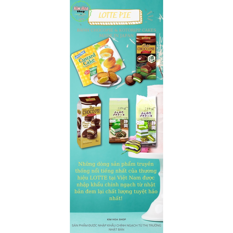 Tổng hợp các dòng sản phẩm của thương hiệu LOTTE chocopie & LOTTE cakes & LOTTE custard MADE IN JAPAN