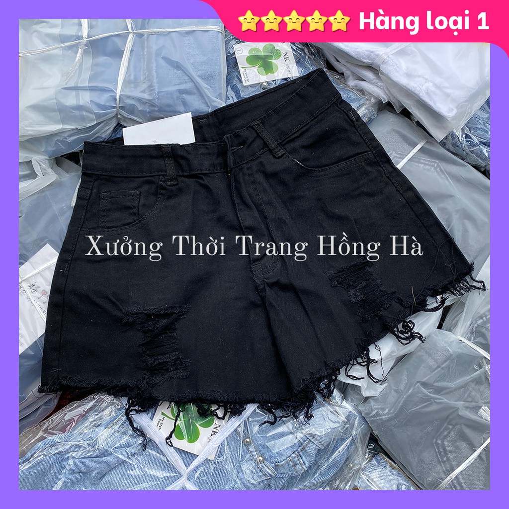 ✅🎯 Ảnh thật 100% 🎯✅ QUẦN SHORT JEAN NỮ ☘️ quần đùi bò đen dáng rộng - cào xước