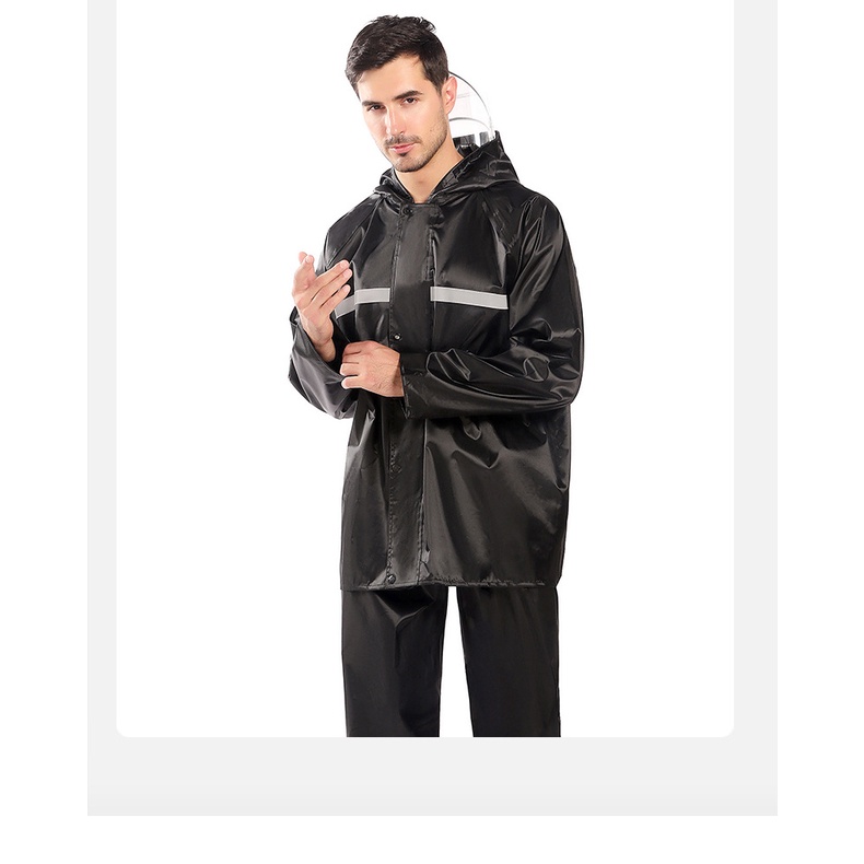 Bộ Áo Mưa Vải Oxford Dày Dặn Phản Quang Dành Cho Người Lớn