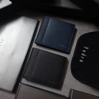[ siêu rẻ] Ví nam Pedro ngắn sọc đứng xuất dư full box - V155