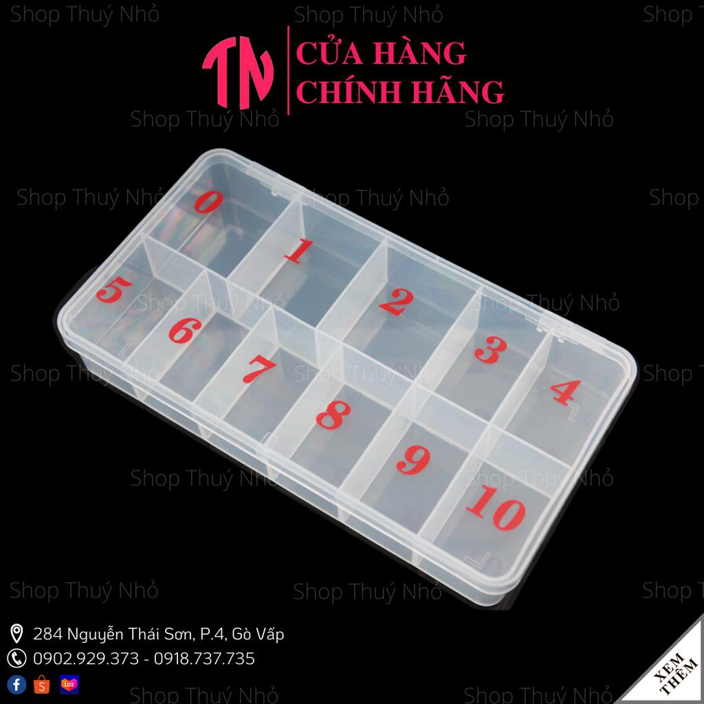 Hộp, Khay nhựa cao cấp 10 ô đựng hơn 500 móng giả, đá đính móng, charm đính móng dụng cụ làm móng tay nail chuyên nghiệp