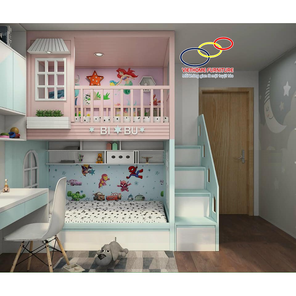 Giường tầng bé gái cực đẹp & tiện nghi,đẳng cấp | BigBuy360 - bigbuy360.vn