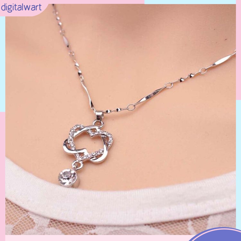 Dây Chuyền Mặt Trái Tim Đôi Đính Đá Quý Nhân Tạo Sang Trọng Cá Tính Cho Nữ