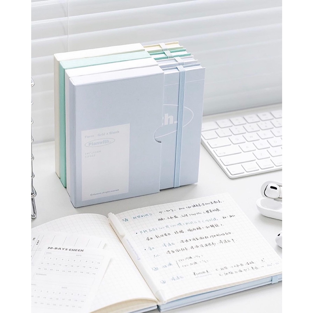 Sổ May Gáy PLANWITH Giấy 100Gsm Thương hiệu RosyPosy Form Vuông