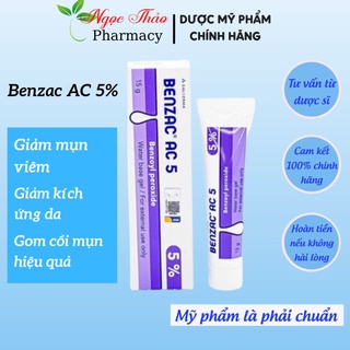 Benzac ac 5%, kem ngừa mụn benzac ac benzoyl peroxide 15g