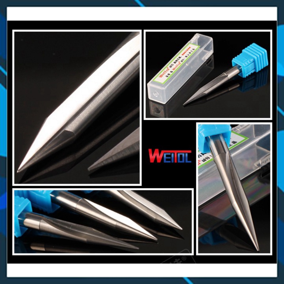 -Mũi dao khắc 3D CNC 2 lưỡi, thân 6.00mm, L50,60,70,80