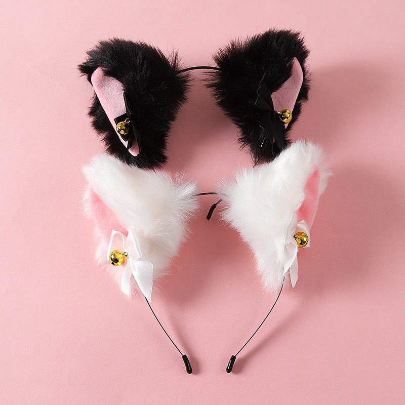 Bờm Cài Tóc Tai Mèo Có Chuông Và Nơ Cosplay Hot Trend Tiktok Xinh Xắn Băng Đô Rửa Mặt Lông Cừu Phong Cách Hàn Quốc