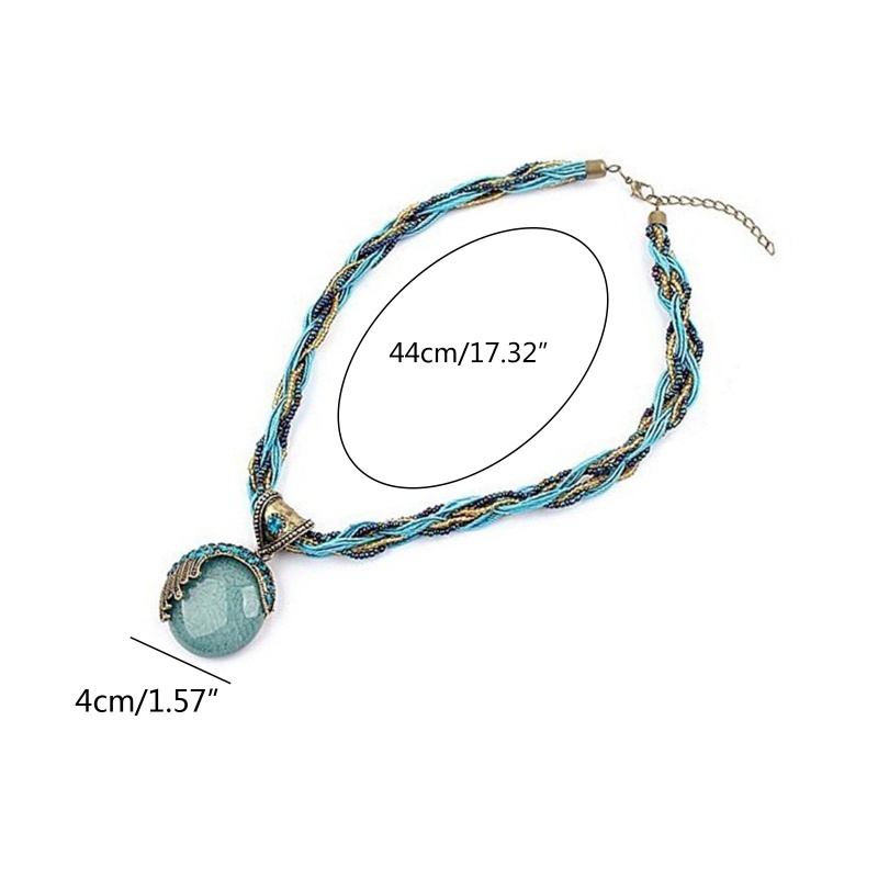 Vòng cổ Đính Đá Ngọc Lam Phong Cách Bohemian Cổ Điển Cho Nữ