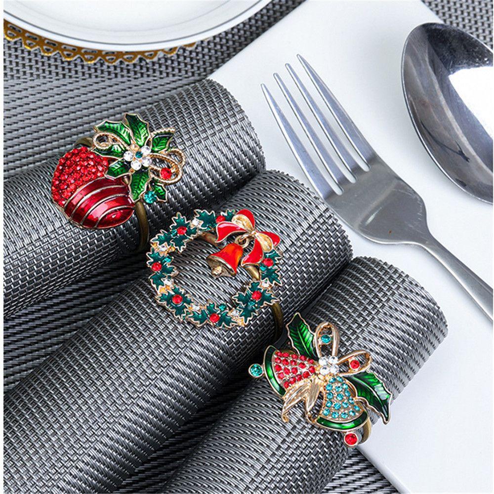 Vòng Nhẫn Giữ Khăn Ăn In Hình Cây Thông Giáng Sinh DIY