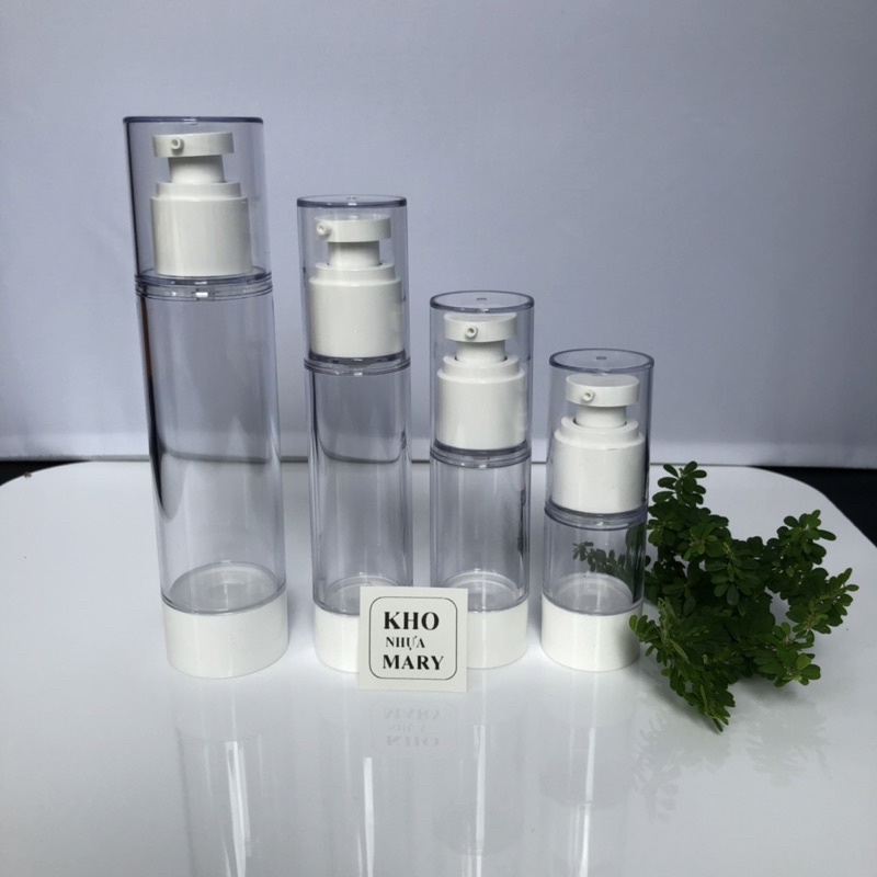 Chai Lọ Trong suốt HÚT CHÂN KHÔNG/ Chai pet xịt giọt, xịt sương chiết Mỹ phẩm 100ml/ 50ml/ 30ml/ 20ml/ 10ml/ 5ml