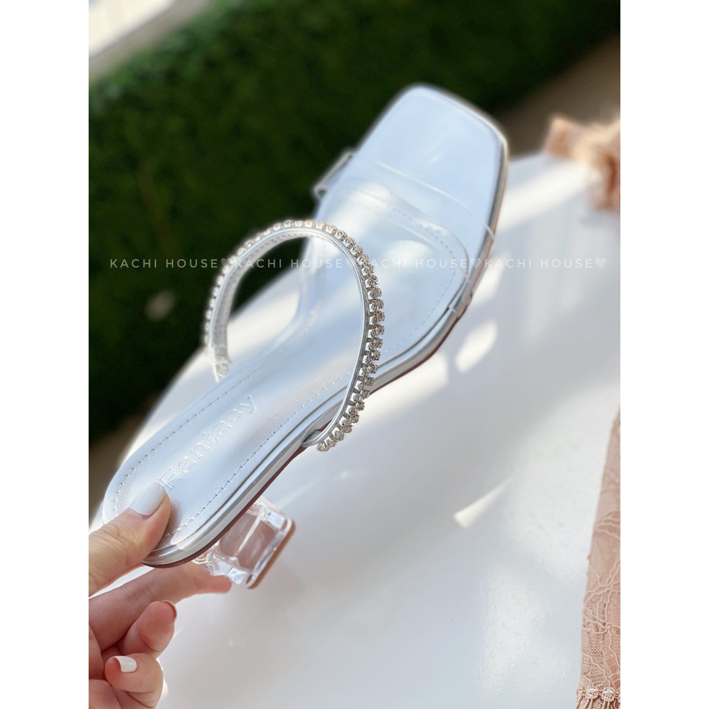 Dép quai cườm, gót trụ trong vuông 5cm mã 22-2