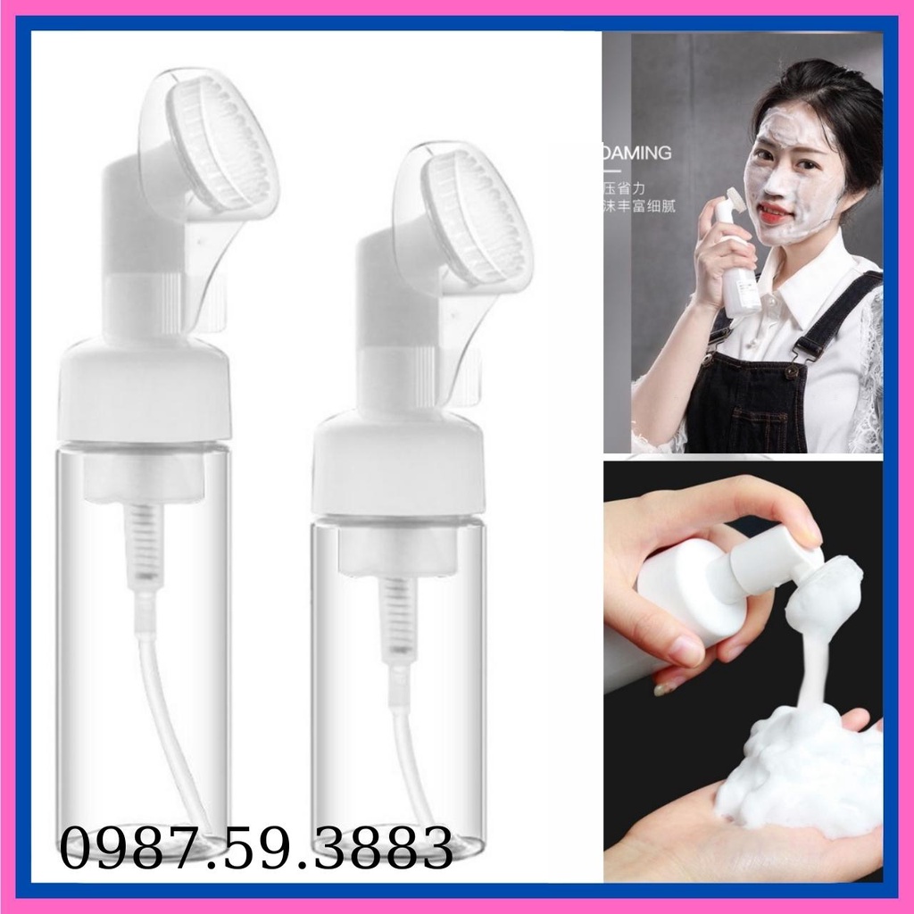 Chai tạo bọt sữa rửa mặt kèm đầu cọ silicon tiện lợi, Cốc tạo bọt sữa rửa mặt tại nhà