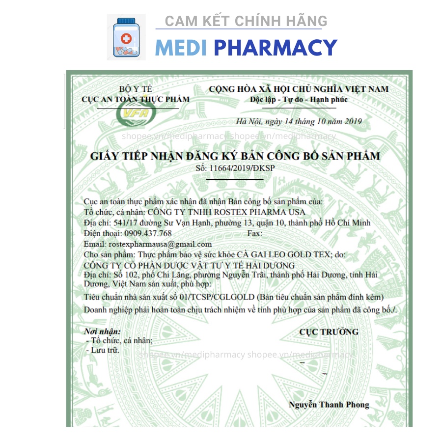 Bổ gan Cà Gai Leo Gold Tex màu vàng mát gan, giải độc gan - Chai 50 viên