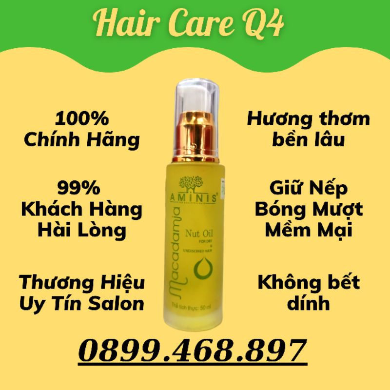 Tinh Dầu Dưỡng Tóc Aminis Macadamia Nut Oil 50ml Chính Hãng  - Hair Care Q4