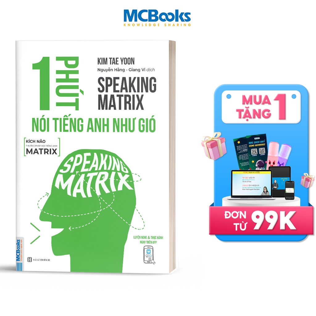 Sách - 1 Phút Nói Tiếng Anh Như Gió - Speaking Matrix - Học Qua App Online