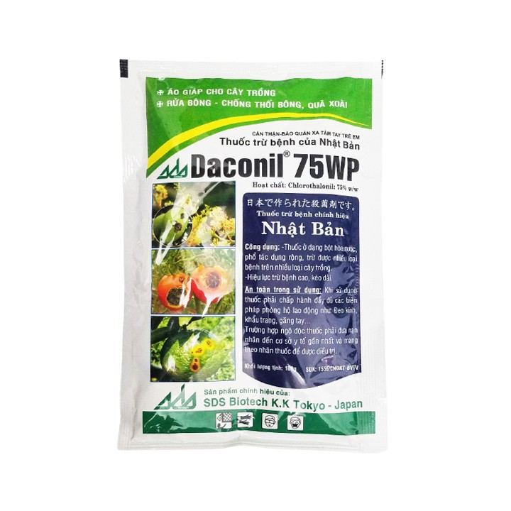 Thuốc trừ bệnh Daconil 75WP Nhật Bản 100g - Trị đốm lá, thán thư, chống đổ ngã cây con