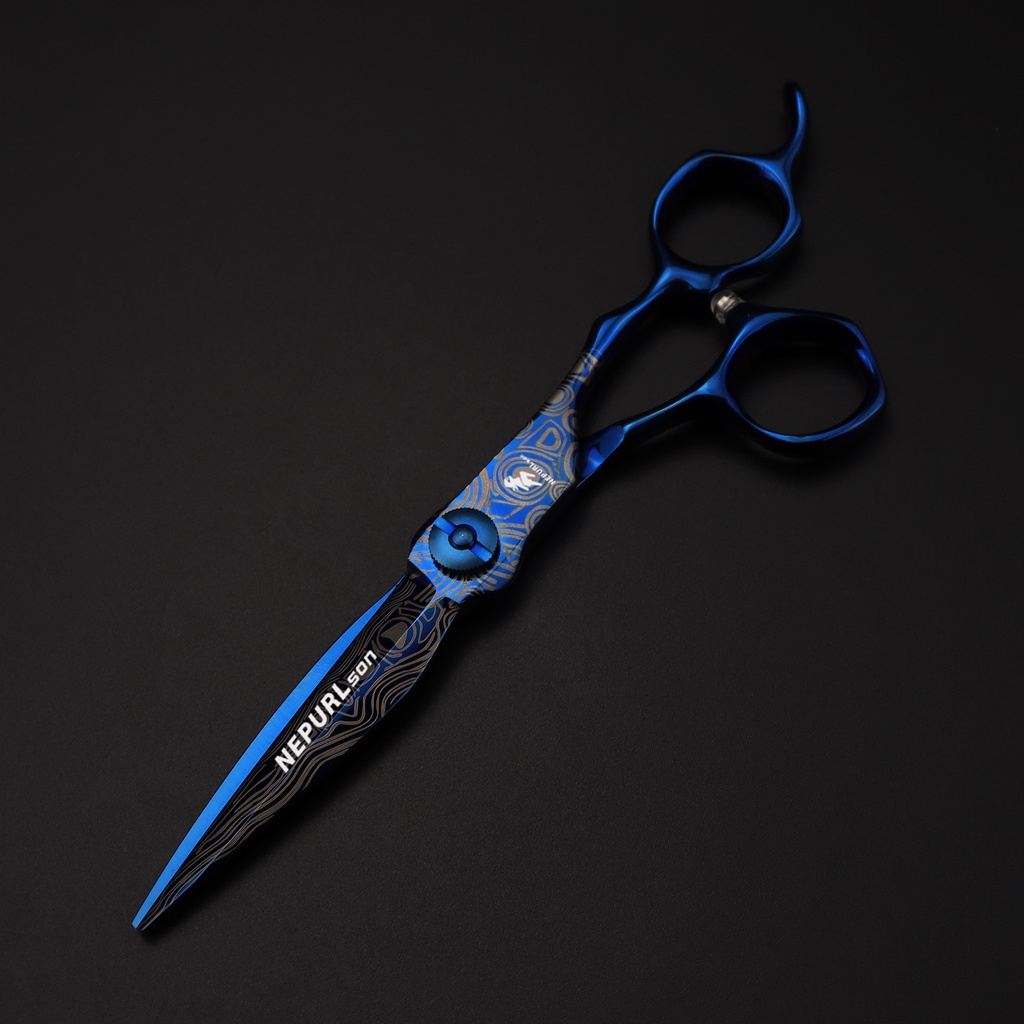 Kéo Cắt Tóc Răng Cưa 6 inch 440C Freelander Bằng Thép Màu Xanh Dương