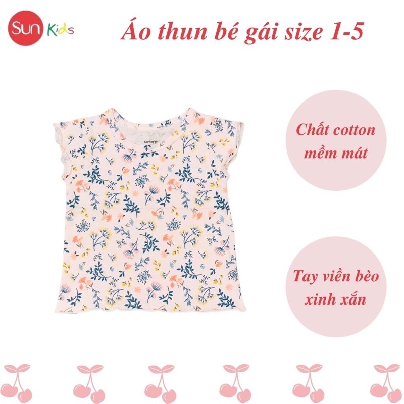 Áo thun cho bé gái, áo phông bé gái chất cotton mềm mát, size 1 - 5 tuổi - SUNKIDS1