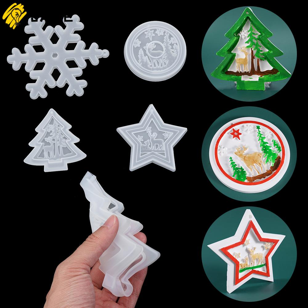 JANE DIY Pendant Epoxy Resin Molds Elk Silicone Mould|Resin Mold Hanging Tags Christmas Tree Jewelry Making Tools Bag Decoration Xmas Ornament