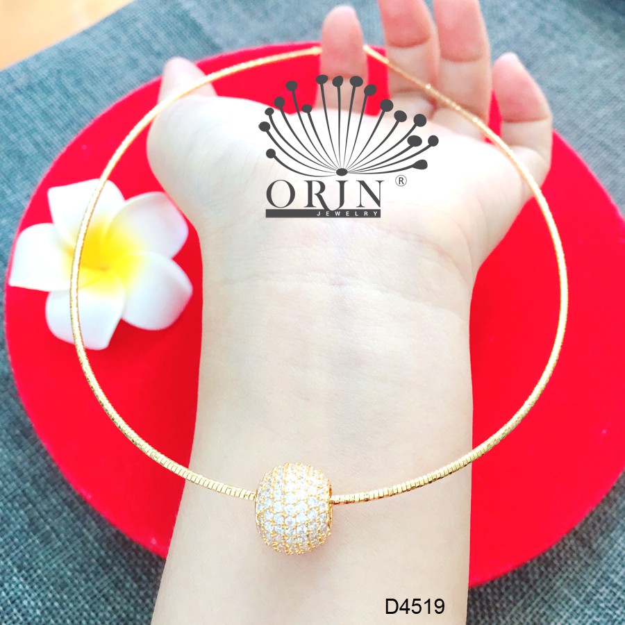 Kiềng dẻo, kiềng cổ nữ dạng nhuyễn mặt hột charm tròn đính đá thiết kế cao cấp Orin D4519