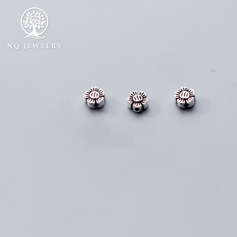 Combo 10 charm bạc chặn hạt hình hoa 5 cánh 5*2.5mm - NQ Jewelry