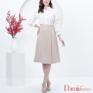 Chân váy nữ DOMIU công sở dài xếp ly phối cúc CV01