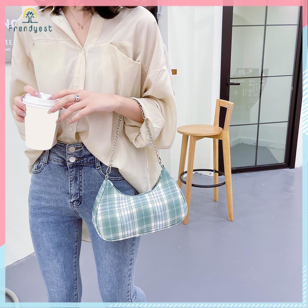 Túi xách đeo vai dưới cánh tay màu trơn có tay cầm bằng nylon màu trơn giản dị cho nữ