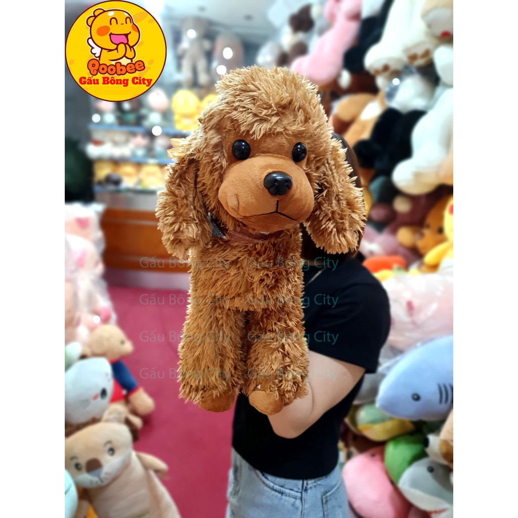 Gấu Bông Chó Poodle Lông Xù - Chó Cừu Đính Nơ Hoa Đeo Khăn