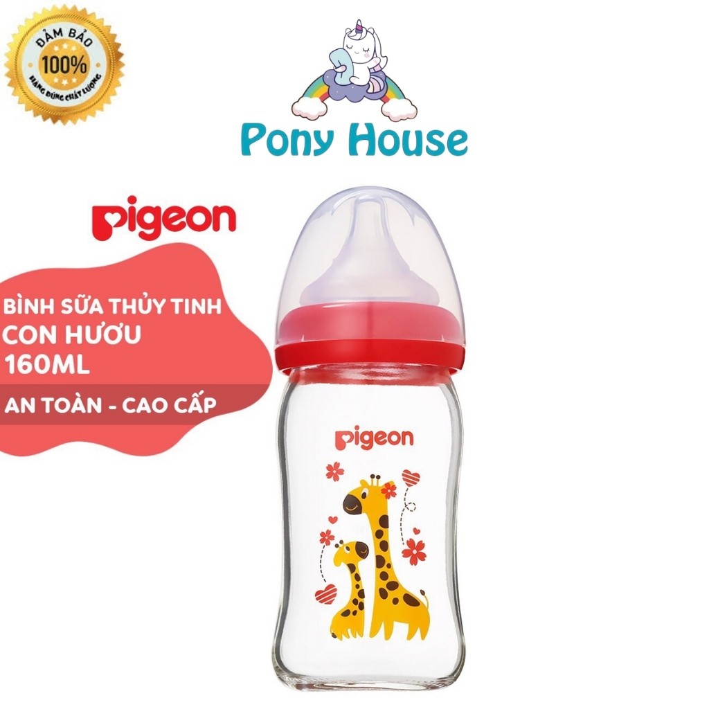 Bình Sữa Pigeon Thủy Tinh Cổ Rộng Plus 160ml - 240ml