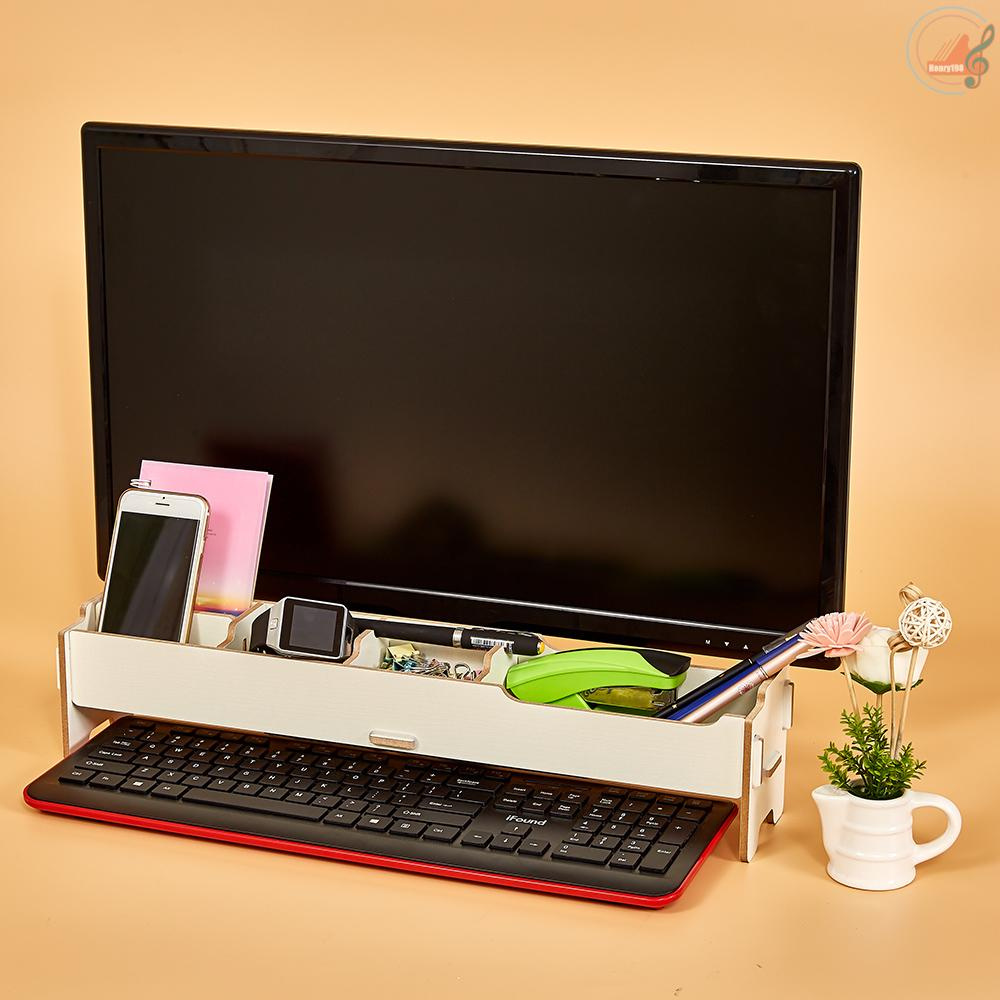 Desktop Multifunctional Monitor Riser Stand with Storage Slolts for Stationeries Keyboard  Office School Home Supplies