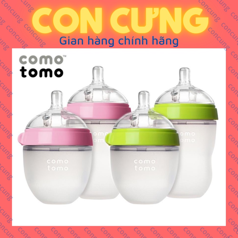Bình Sữa Comotomo 150ml/250ml Núm Silicon Siêu Mềm - TẶNG KÈM TAY CẦM CÁNH TIÊN