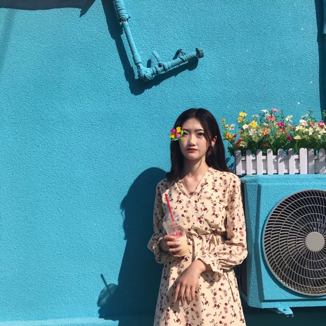 Váy hoa cổ V vintage (Kèm hình thật) | BigBuy360 - bigbuy360.vn