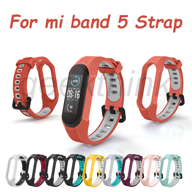 For Mi Band 5 Strap NFC Wristband Two-color Universal Mi Band 5 Strap Pin Buckle