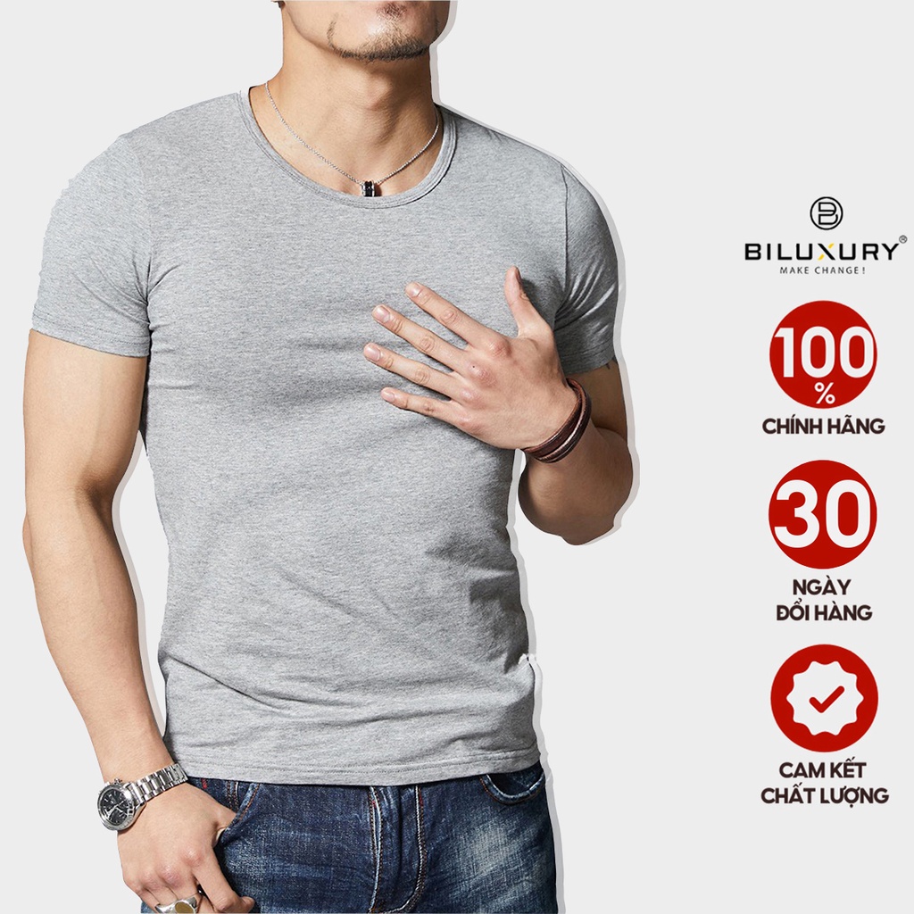 Áo phông nam thun cổ tròn Biman by Biluxury tay ngắn form chuẩn không bai gião