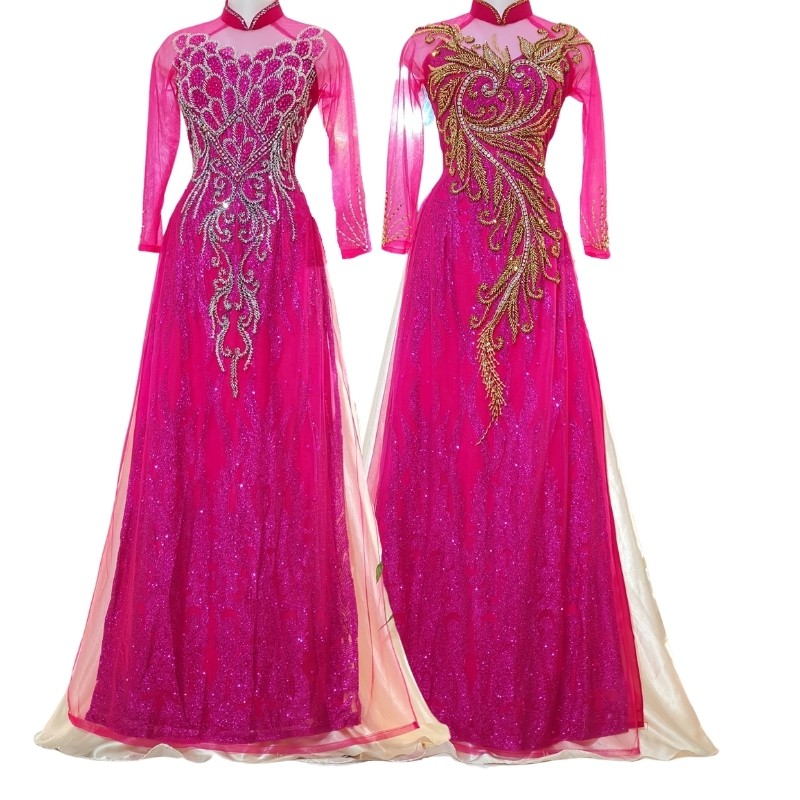 Áo Dài Bà Sui - Áo Dài Cho Mẹ Sang Trọng Trẻ Trung Màu Hồng ADM02