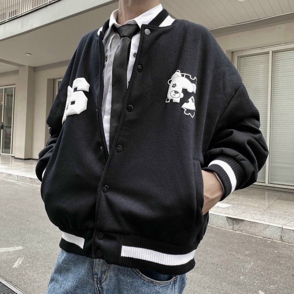 Áo bomber nỉ diner cardigan áo jacket varsity Phong Cách Hàn chất lượng cao cấp- GUTADI