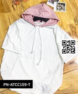 Áo thun oversize có nón dây rút