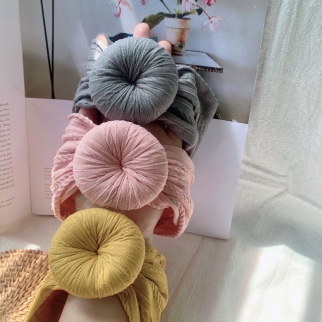 BĂNG ĐÔ - TURBAN COTTON MỊN DÀNH CHO BÉ GÁI HỌA TIẾT DONUT NHIỀU MÀU